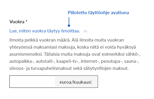 Piilotettu täyttöohje avattuna.