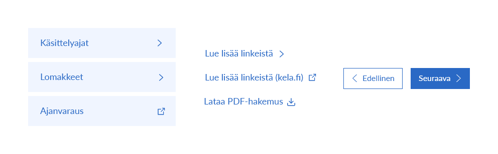 Kuvakkeen asettelu siirtymää kuvaavissa linkeissä.