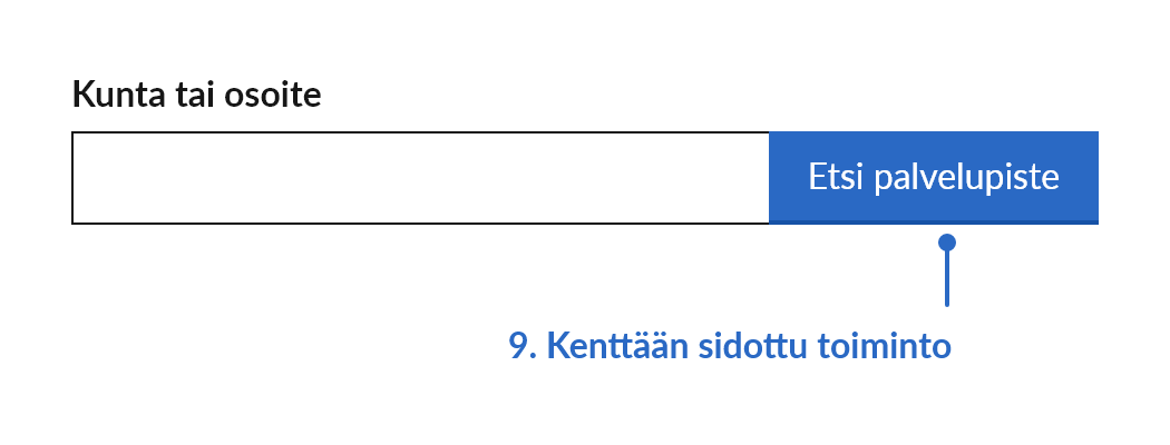 Syöttökenttään sidottu toiminto.