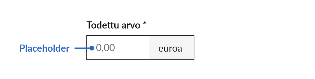 Syöttökentän palceholder-teksti.