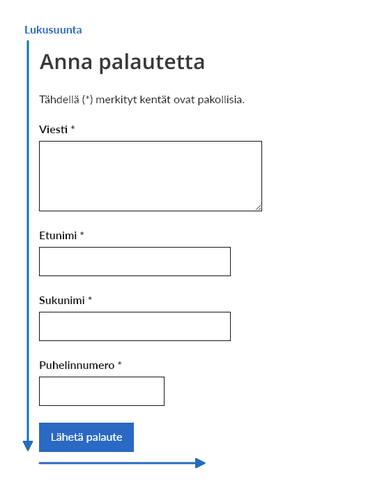 Yhden palstan lomake.