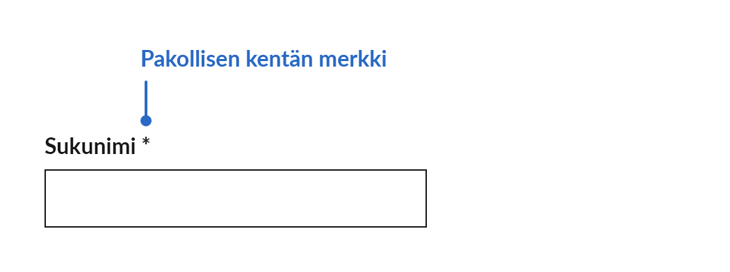 Pakollisen kentän merkintä.